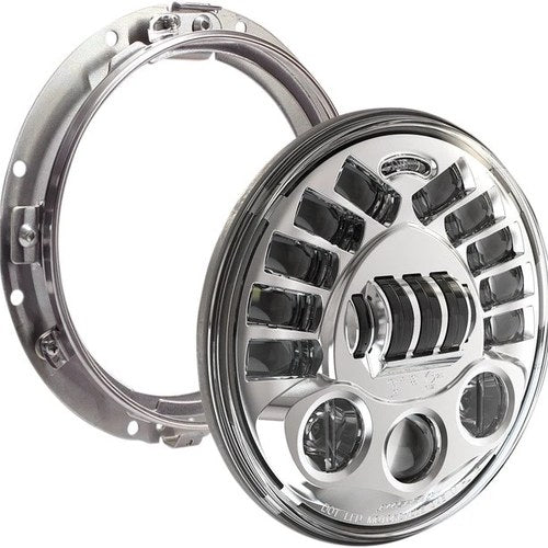 J.W. Speaker 8790 Adaptive 2 LED Headlight with Mounting Ring 7" Chrome #0555061