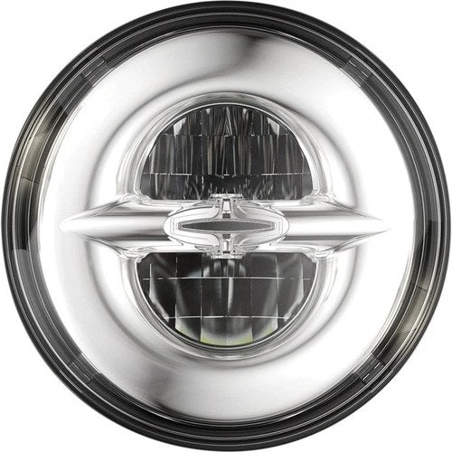 DS Premium LED Reflector Headlight 7" Chrome Clear/White
