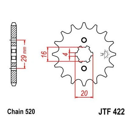 JT Front Sprocket 520 12T #JTF422.12 fits Yamaha/Suzuki/Kawasaki