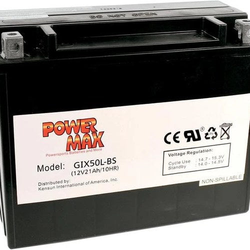 Power Max Maintenance-Free Battery Y50-N18L-A #GIX50L-BS Harley Davidson
