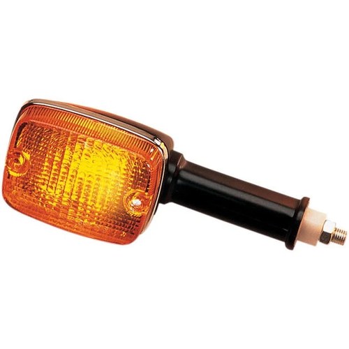 K&S DOT Turn Signal Assembly Dual Filament Front Long Black Amber #25-3095