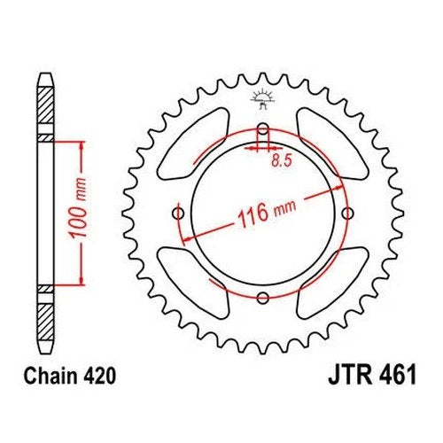 JT Steel Rear Sprocket 420 51T for Kawasaki/Suzuki KX100/KX85/RM100/KX80