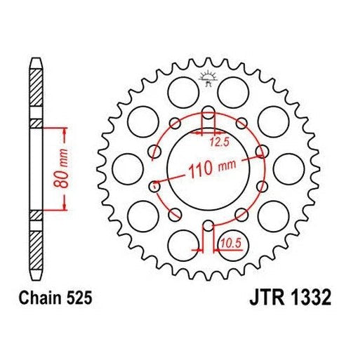 JT Steel Rear Sprocket 525 36T #JTR1332.36 for Honda CMX450C Rebel 450 1986-1987