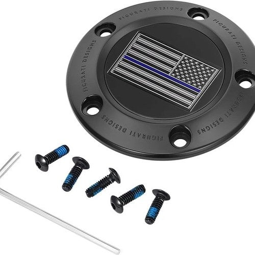 Figurati Designs 5-Hole Timing Cover US Flag Blue Line Black #FD71-TC-5H-BLK