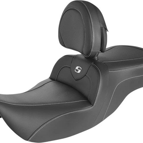 Saddlemen RoadSofa CF Seat With Backrest #284531 Harley Davidson