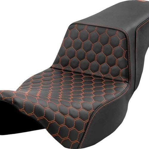 Saddlemen Step-Up HC Ext. Reach Seat Orange Stitch #284719 Harley Davidson
