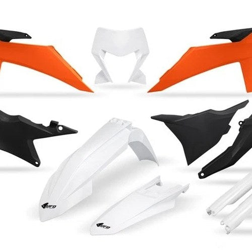 UFO Complete Plastics Kit 25 Special White/Orange/Black #KTKIT530F-444 KTM