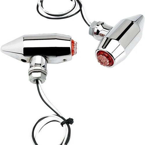 Joker Machine Vega Center Mount LED Turn Signal/Marker Lights Chrome Red