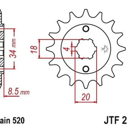 JT Front Sprocket 520 13T #JTF270.13 fits Honda CMX250C Rebel 250