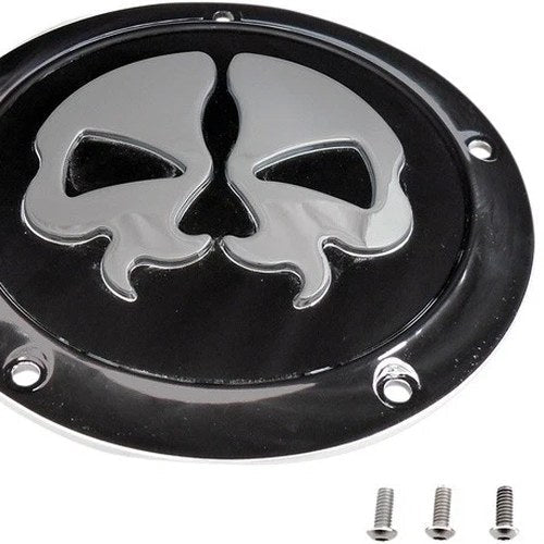 Drag Specialties Skull Split Skull Derby Cover 5-Hole Black/Chrome #174423