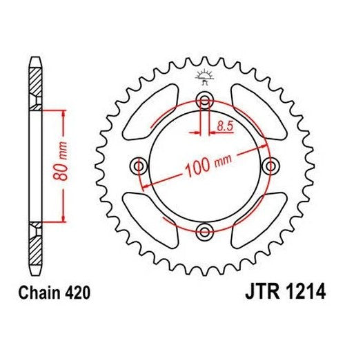 JT Steel Rear Sprocket 420 49T fits Honda CR80R 1984