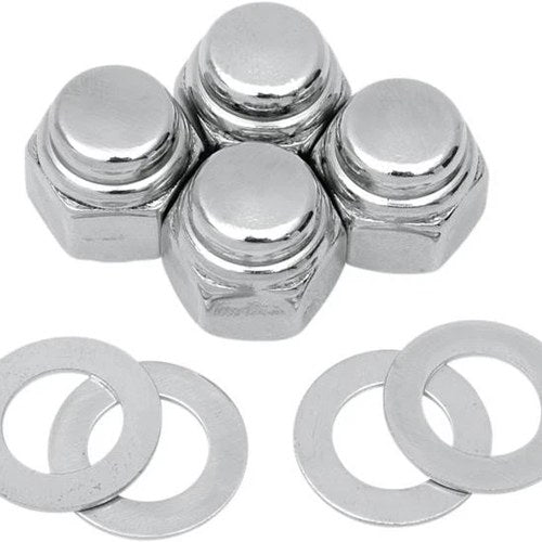 Colony Capped Rocker Shaft End Nut Kit Chrome #8400-8 Harley Davidson
