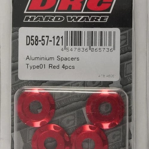 Drc Hard Ware Type 1 Aluminum Spacer M6 x 12mm Red 4-Pack