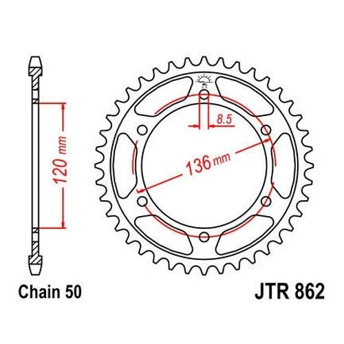 JT Steel Rear Sprocket 530 45T #JTR862.45 fits Yamaha YX600 Radian/FJ600