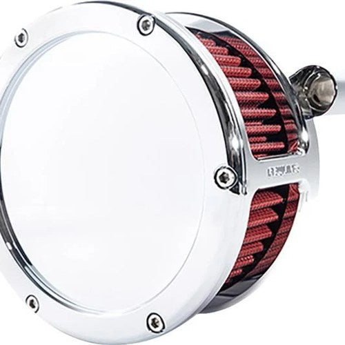 Feuling BA Series Air Cleaner Chrome With Solid Cover/Red Filter #5457
