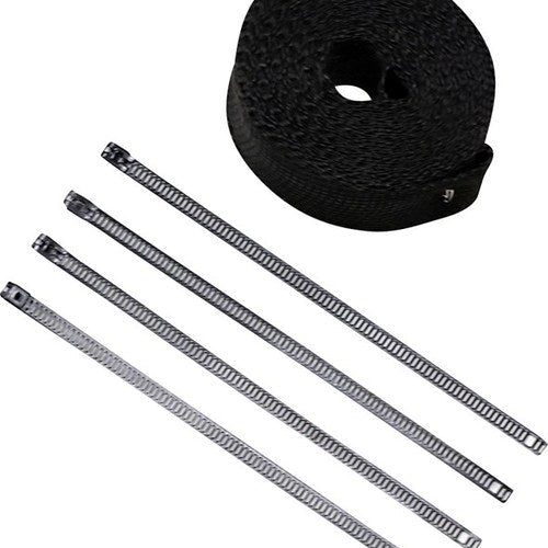Cycle Performance Lave Rock Exhaust Wrap Metallic Black 25' 2"