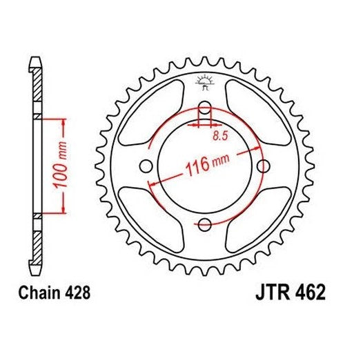 JT Steel Rear Sprocket 428 54T #JTR462.54 for Kawasaki KX80 Big Wheel/KX80/KX100