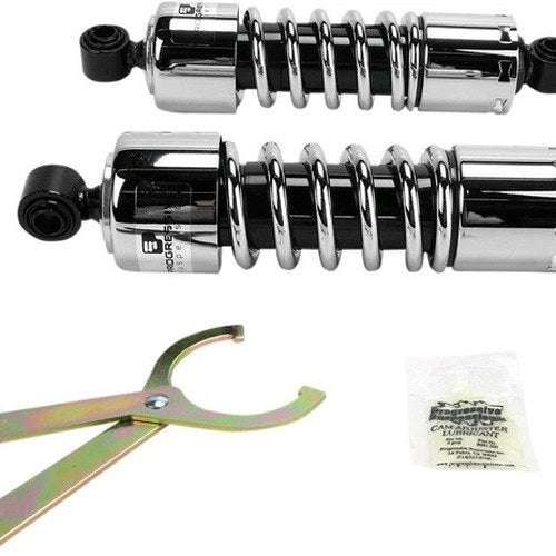 Progressive Suspension 412 Series Shocks 11" Chrome Harley Davidson Dyna