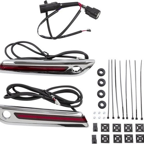 Ciro LED Lighted Saddlebag Hinge Covers Chrome Red Lens #40170 Harley Davidson
