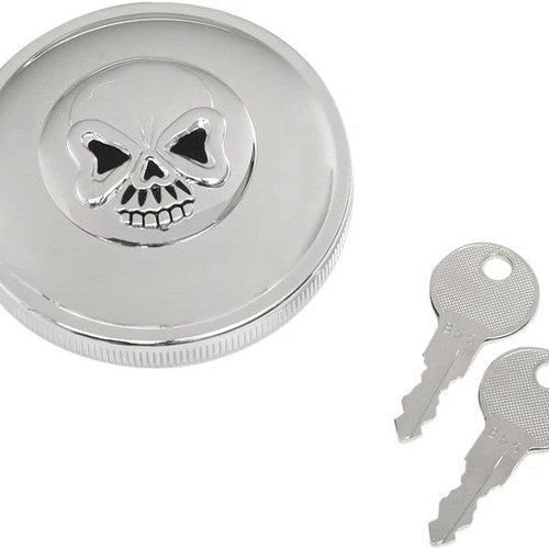 Drag Specialties Screw-In Locking Skull Gas Cap Non-Vented Chrome