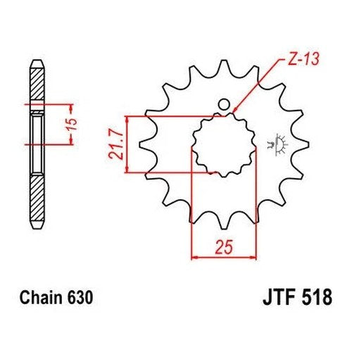 JT Front Sprocket 630 13T #JTF518.13 fits Kawasaki