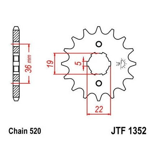 JT Front Sprocket 520 13T #JTF1352.13 fits Honda TR200 Fat Cat 1986-1987