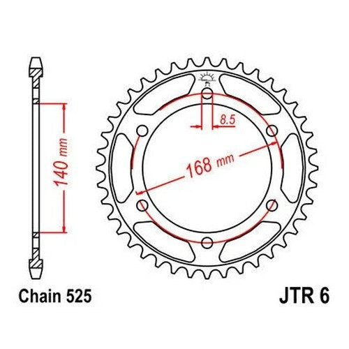 JT Steel Rear Sprocket 525 42T BMW F 800 GS w/8.5 mm Bolts 2008-2018