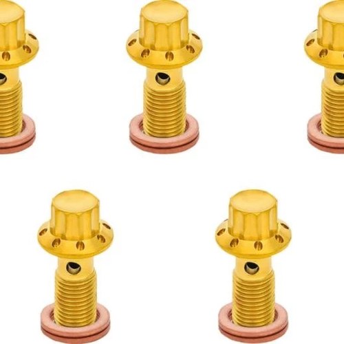 Arlen Ness Titanium Banjo Bolts M10x1.0 Front/Rear Gold 5-Pack #300-859