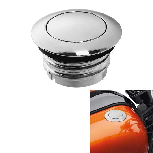 Flush Pop Up Reservoir Gas Cap Vented Fuel Tank Fit For Harley Davidson Chrome