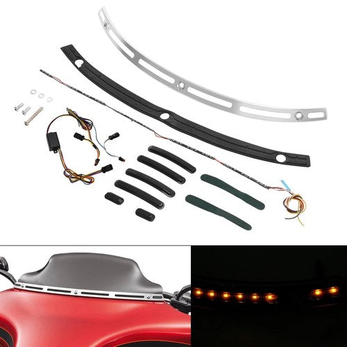 Windshield Trim Turn Signals Light Fit For Harley Touring Street Tri Glide 14-24