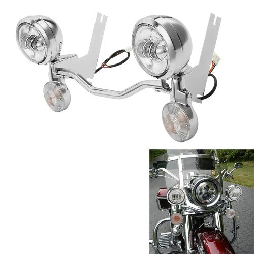 Turn Signal Fog Passing Light Bar Kit Fit For Harley Road King Police Flhp 14-24