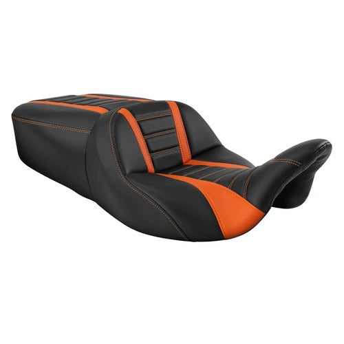 Black+Orange Driver Passenger Seat Fit For Harley Touring Road King Glide 09-23