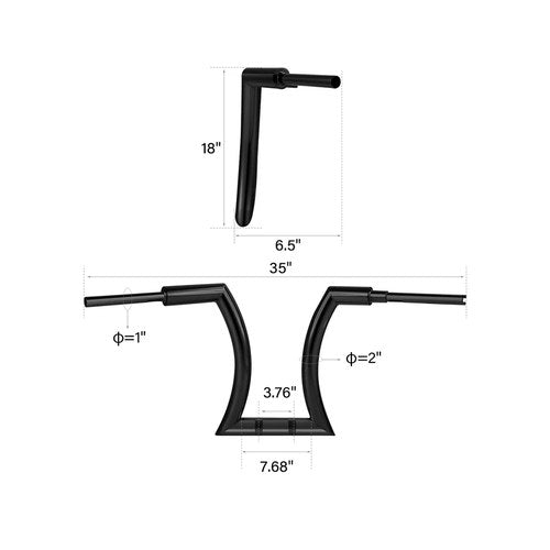 18" Rise 2" Ape Hanger Handlebar Fit For Harley Sportster XL883 XL1200 Fxdf Fxwg