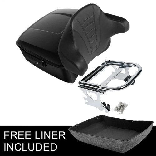 Vivid Black King Trunk Backrest w/ Mount Rack Fit For Harley Touring 1997-2008