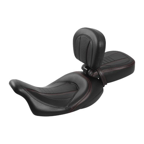 Driver & Passenger Seat w/ Rider Pad Fit For Harley Touring 2009-2023 Black+Red