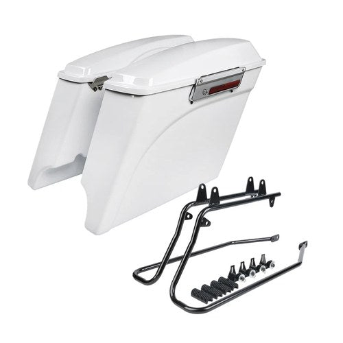 Painted White Hard Saddlebags W/ Conversion Bracket Fit For Harley Softail 84-17