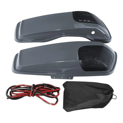Saddlebags Speaker Cutout Lids w/Grill Fit For Harley Touring 14-23 Gunship Gray