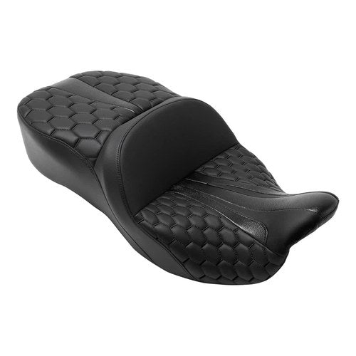 Black 2-Up Driver Passenger Seat Fit For Harley Electra Road Street Glide 09-23