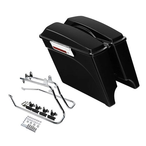 5" Stretched Saddlebags & Chrome Conversion Bracket Fit For Harley Softail 84-17