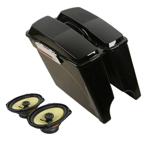 5" Stretched Extended Saddle Bag & Speakers Fit For Harley Road Glide King 93-13