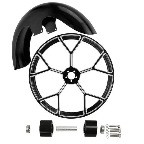 23'' Front Wheel Rim Dual Disc Hub &Front Fender Fit For Harley Touring 1997-13