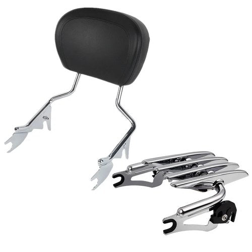 Backrest Sissy Bar & Luggage Rack Fit For Harley Touring Road King Glide 09-2025