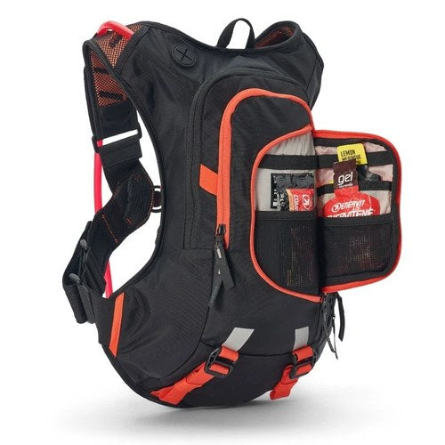 Uswe Moto Hydro 8L Hydration Pack for Off-Road Motorcycling - Black/Orange