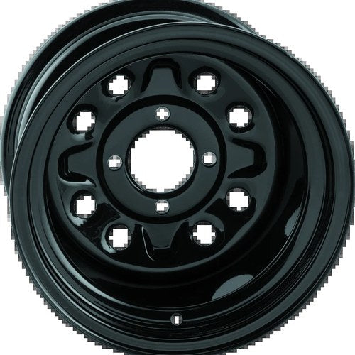 QuadBoss Steely Wheel For 12x7 - 2+5 Offset, 4x4 Bolt Pattern, Black Finish