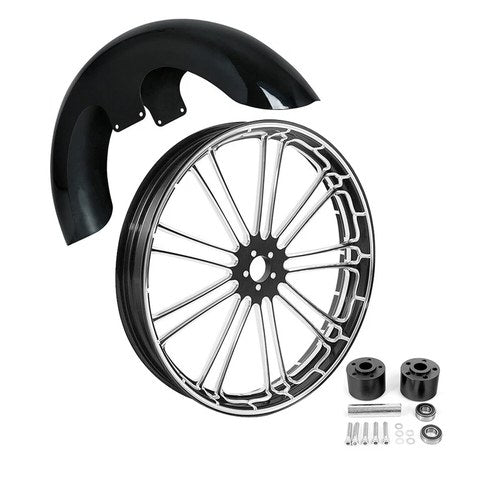 23x3.5'' Front Wheel Rim Dual Disc Hub + Fender Fit For Harley Touring 1997-2013