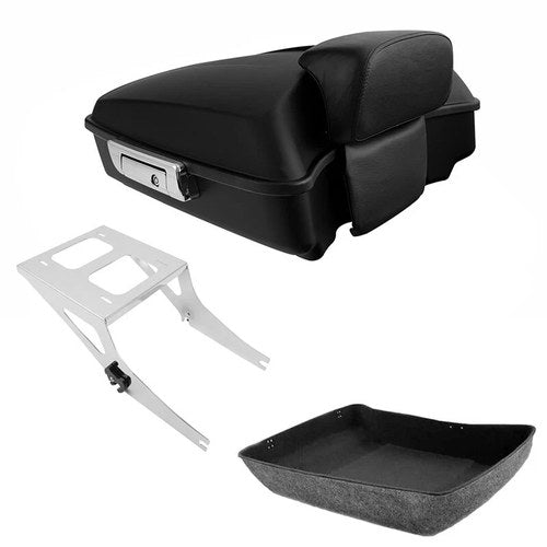 Matte Black Chopped Trunk Backrest Mount Rack Fit For Harley Fat Boy 2008-2016