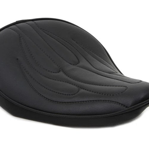 Black Solo Seat with Flame Stitch Small for Harley-Davidson