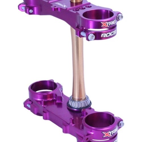 XTrig For 06+ Yamaha YZ 250 Rocs Tech Triple Clamp 25mm Offset M12 Purple