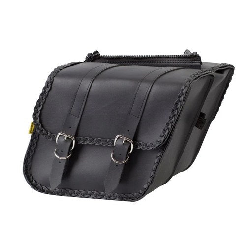 Willie & Max For Universal Braided Compact Slant Saddlebags - Black