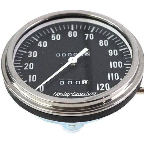 V-Twin 71473AF Replica Police 1:1 Speedometer - Black Face with White Needle